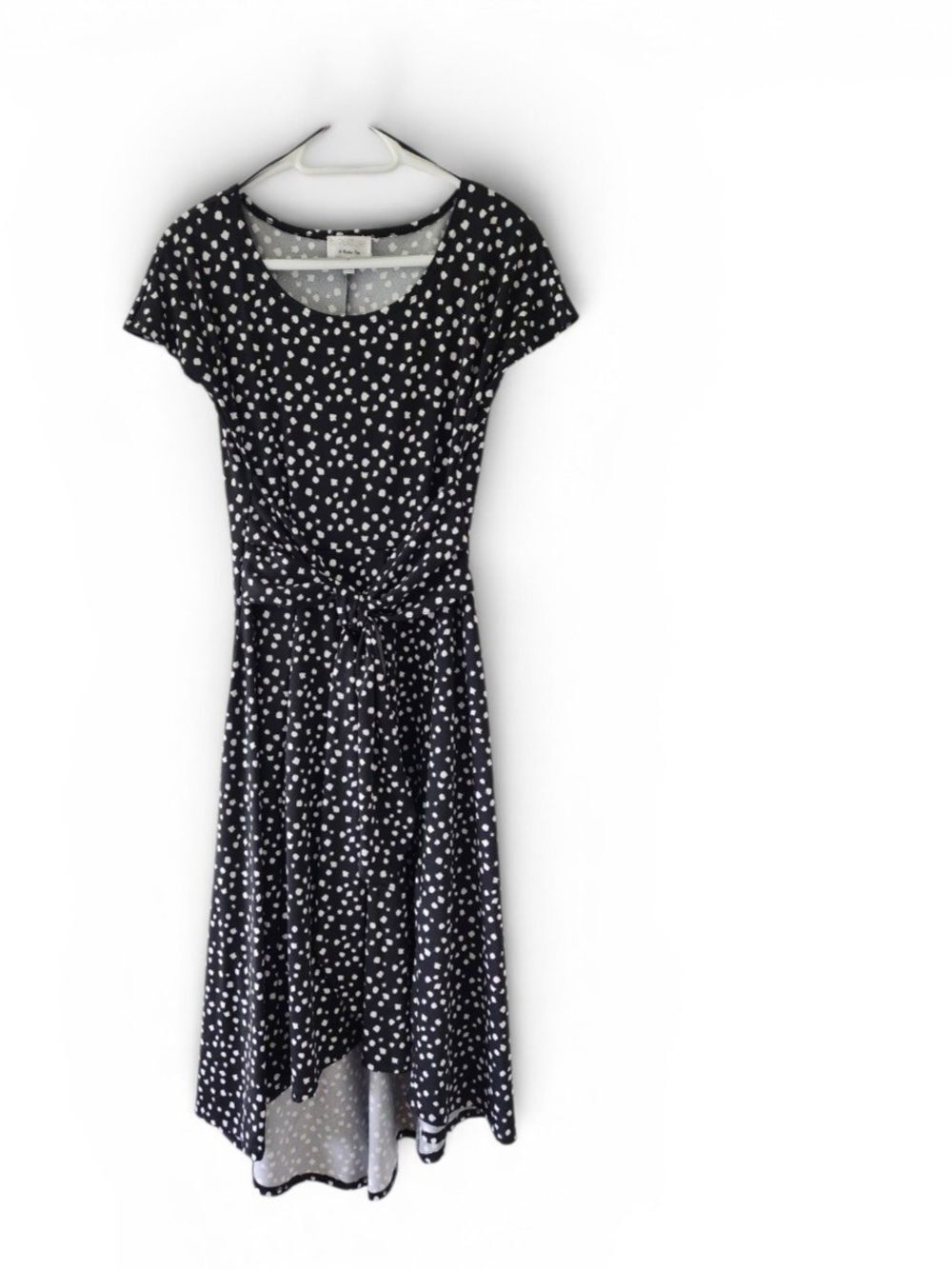Signature by Robbie Bee Black & White Polka Dot High-Low Dress Size Medium